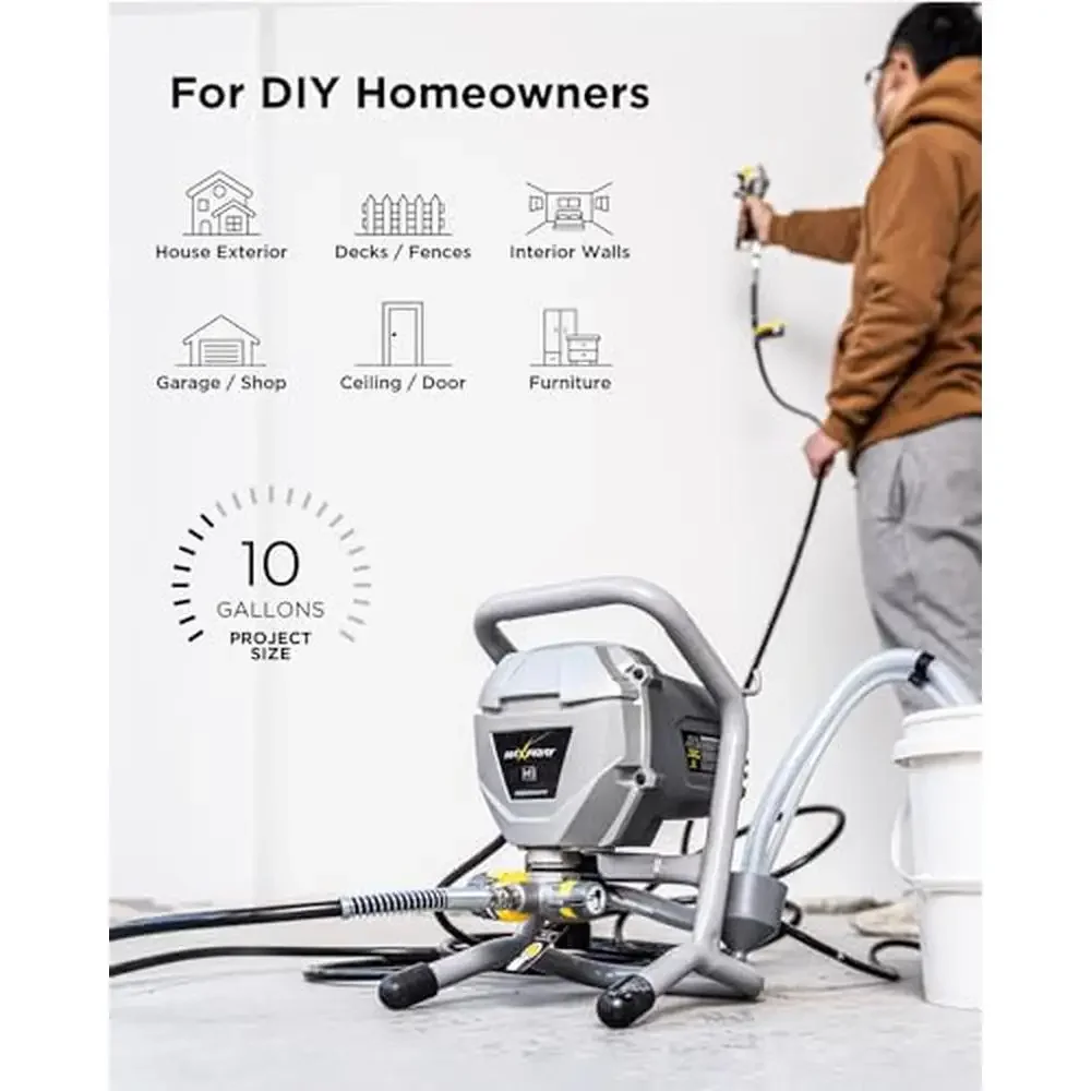 MaXpray M1 Airless Paint Sprayer Efficient Thinning-Free DIY Projects Up to 10 Gal Interior Furniture Exterior Decks Siding