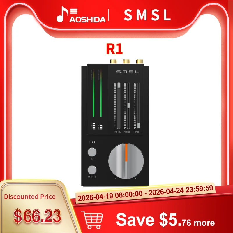 

SMSL R1 игровой ЦАП усилитель для наушников оптический коаксиальный USB-вход поддержка микрофона регулировка эквалайзера 3,5 мм 4,4 мм разъемы для наушников