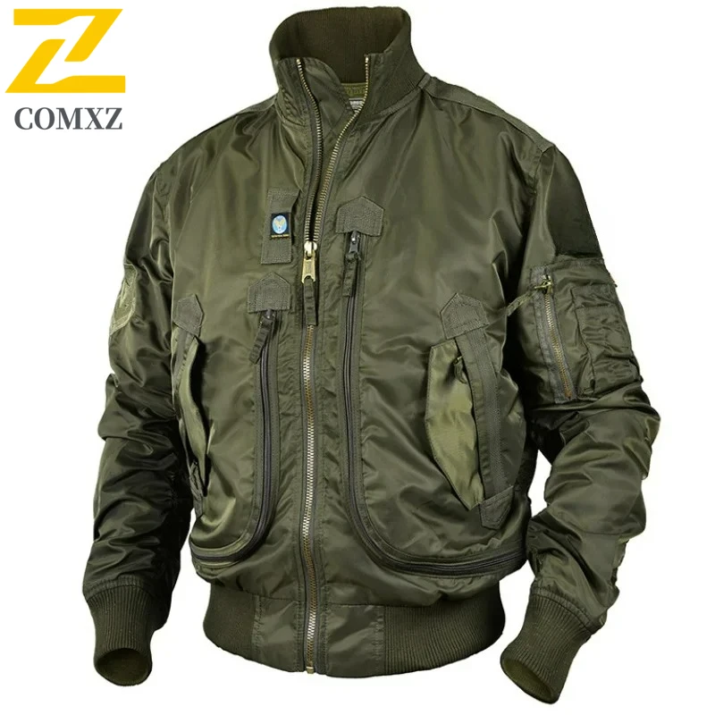 Outono inverno jaqueta de caça masculina tendência moda à prova de vento à prova dwindproof água locomotiva jaqueta multibolso quente roupas masculinas casaco novo