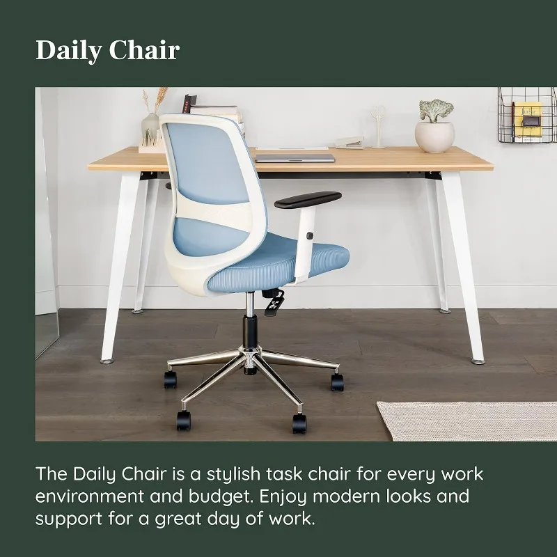 Computer Office Chair with Swivel, Lumbar Rest, and Adjustable Armrests - Sustainable, Stylish Mesh, & Adjustable Armrests