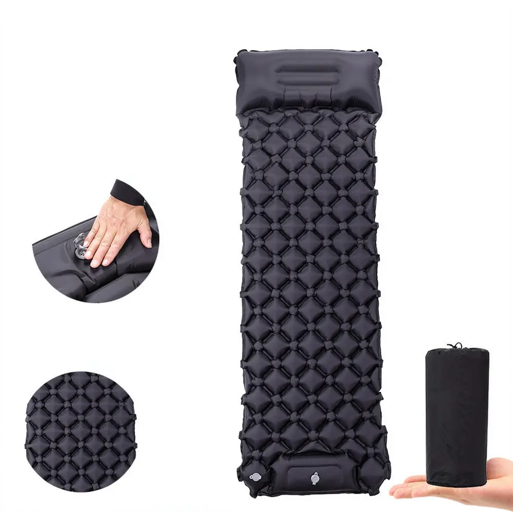 Ultralight Camping Air Pad With Integrated Pump Inflatable Mattress Compact Waterproof Sleeping Bed For Outdoor