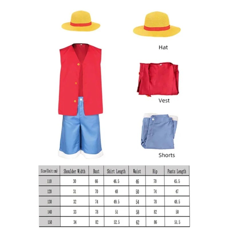 Crianças Luffy Cosplay Traje animal, Hirate disfarce terno, Casaco, Calças, Chapéu, Roupas de praia, Festa de Halloween, Traje