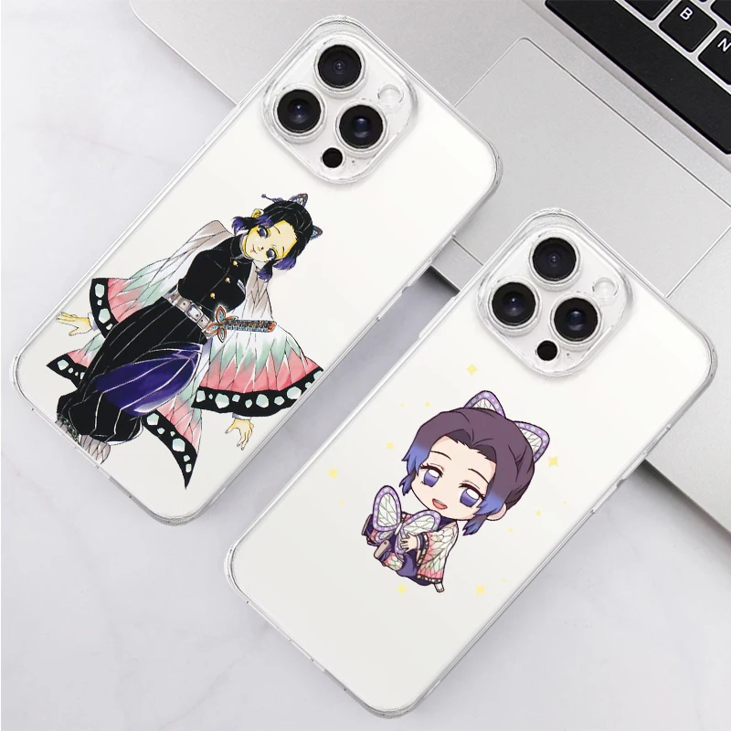 Y82 Kochou Shinobu Shockproof Transparent Phone Case for iPhone 16 15 14 13 12 11 Pro Max Plus