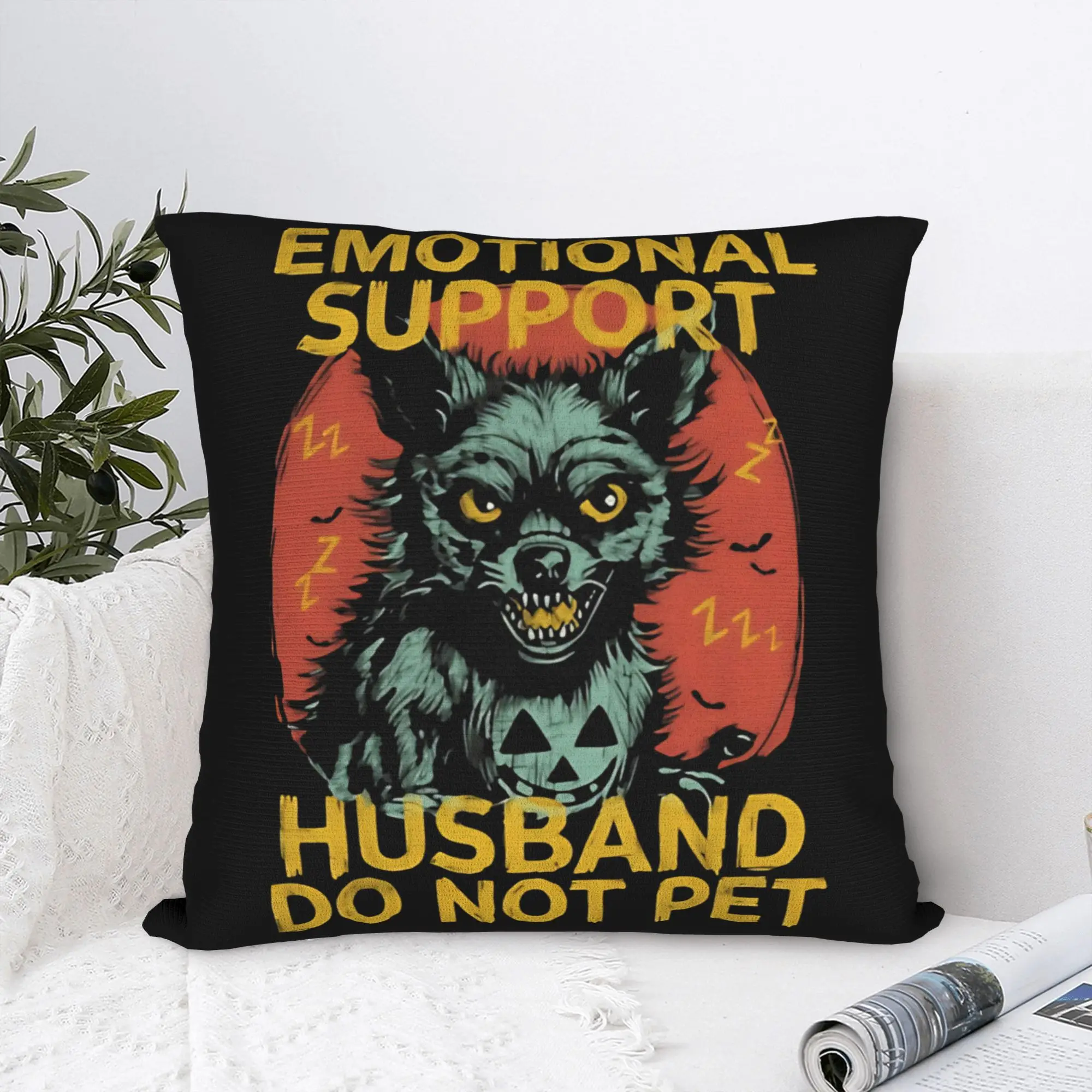 EMOTIONAL SUPPORT HUSBAND DO NOT PET Pillow Case  Vintage Pillow Cover Comfy Pillowcases For Couch Sofa Bedroom