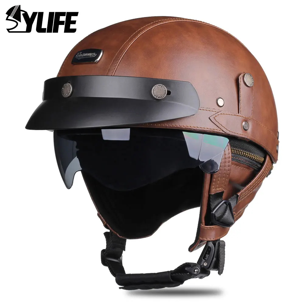 

DOT Certification Motorcycle Helmet ABS Material Half Helmet HD Lens Casco Moto Helmet Four Seasons Riding Scooter Capacetes