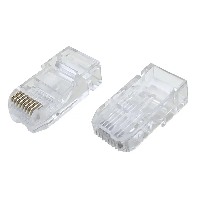 

100pcs 8P8C shrapnel free printer special RJ45 male head with step buckle three-pronged gold