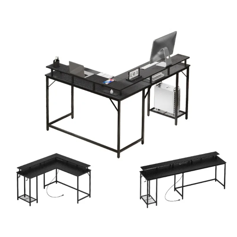 Tavolo doppio e-sport Set da tavolo per computer desktop domestico Camera da letto contro il muro Scrivania per studenti Angolo semplice