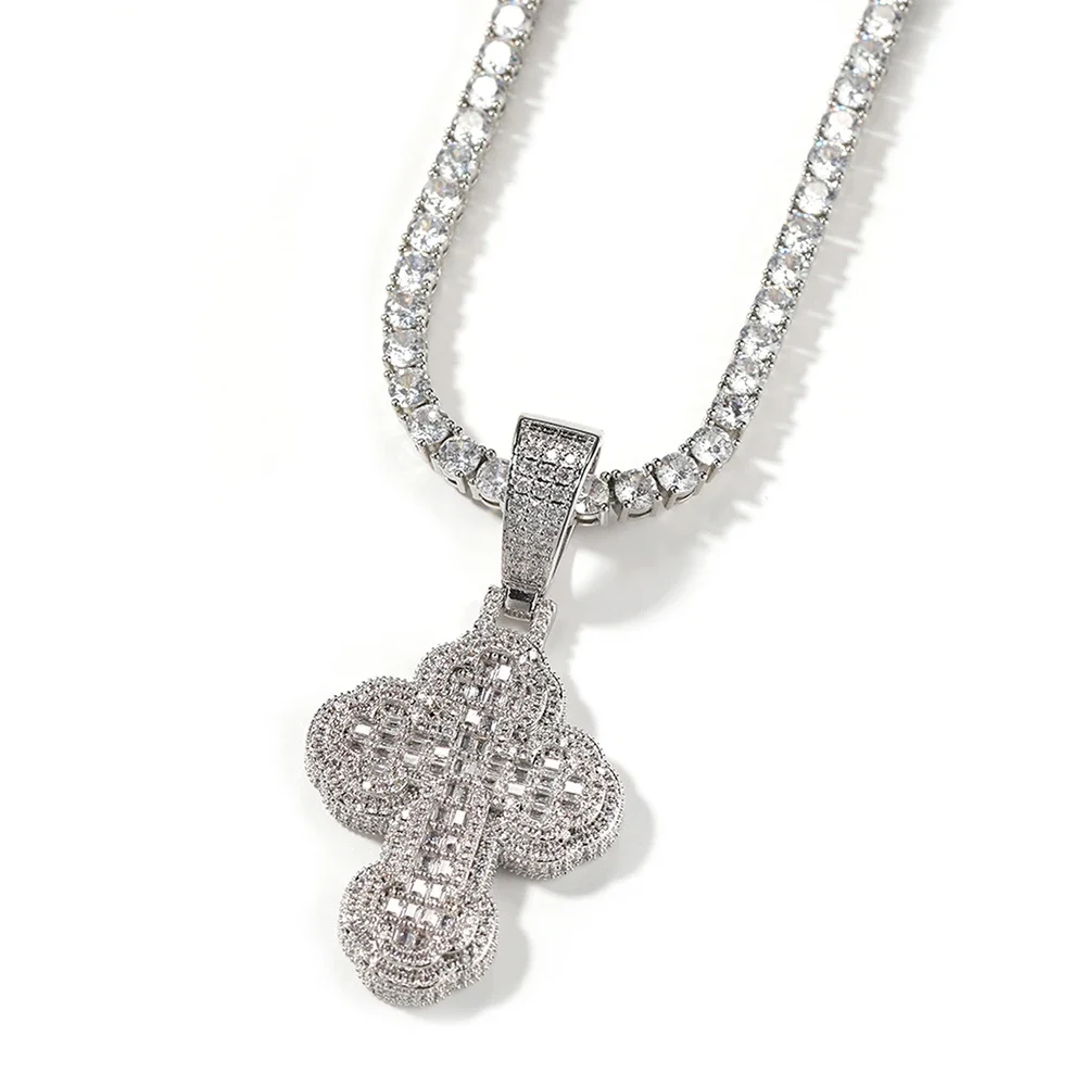 

UWIN New Iced Square CZ Cross Pendant Trend Designer Cloud Cross Pendant Hiphop Necklace Rapper Jewelry