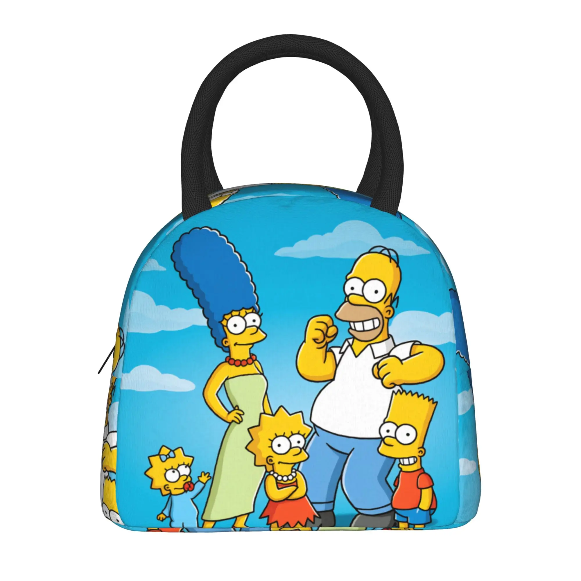 Funny Cartoon S-Simpsons Family Portrait Lunch Bag  Portable Lunch Box Child School Print Cooler Bag Funny Oxford Tote Food Bags