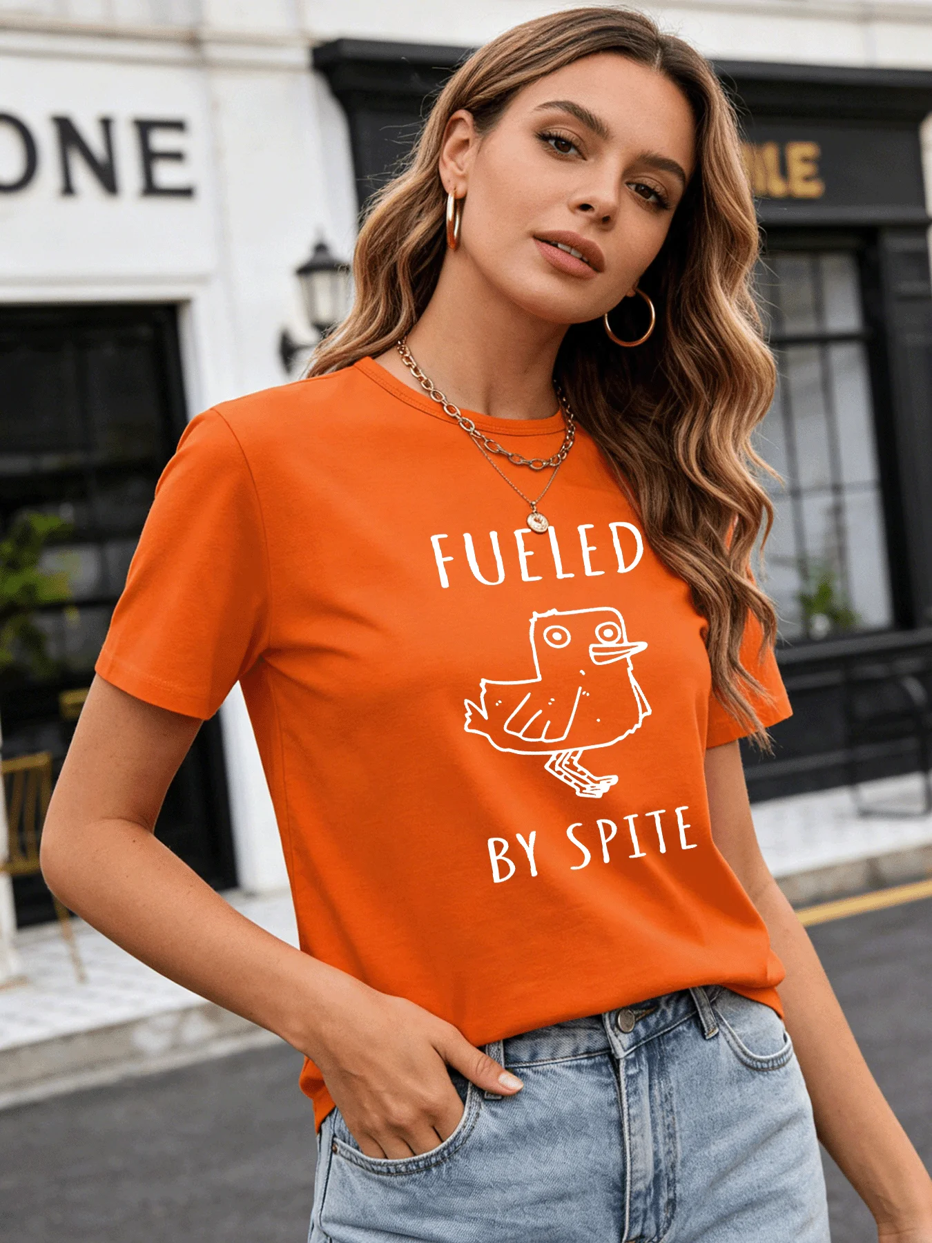 

2026 Spring/Summer New Women's Fashion Casual Loose Round Neck Simple Letter Print Short Sleeve T-Shirt Top Shirts for Women