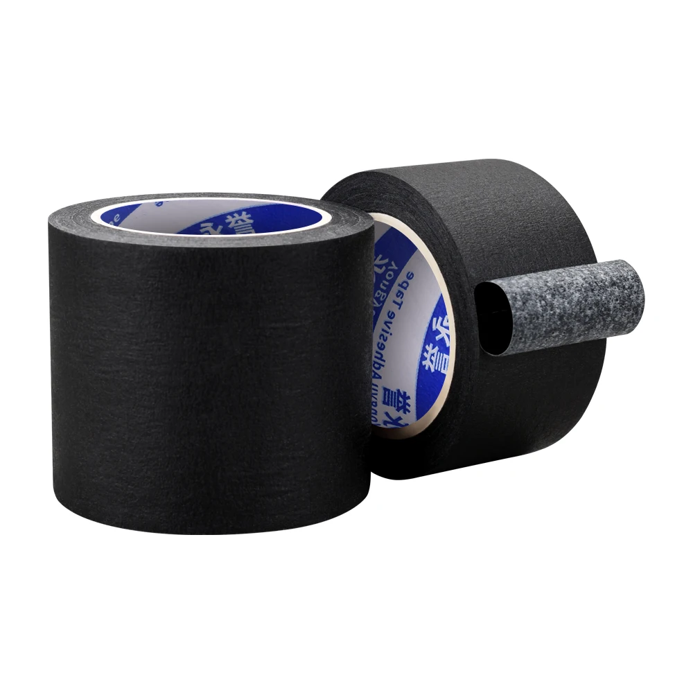 10/20/50m Black Masking Tape Single-Sided Adhesive Crepe Paper for Oil Painting Sketching Car Detailing Artists Crafters Detaile