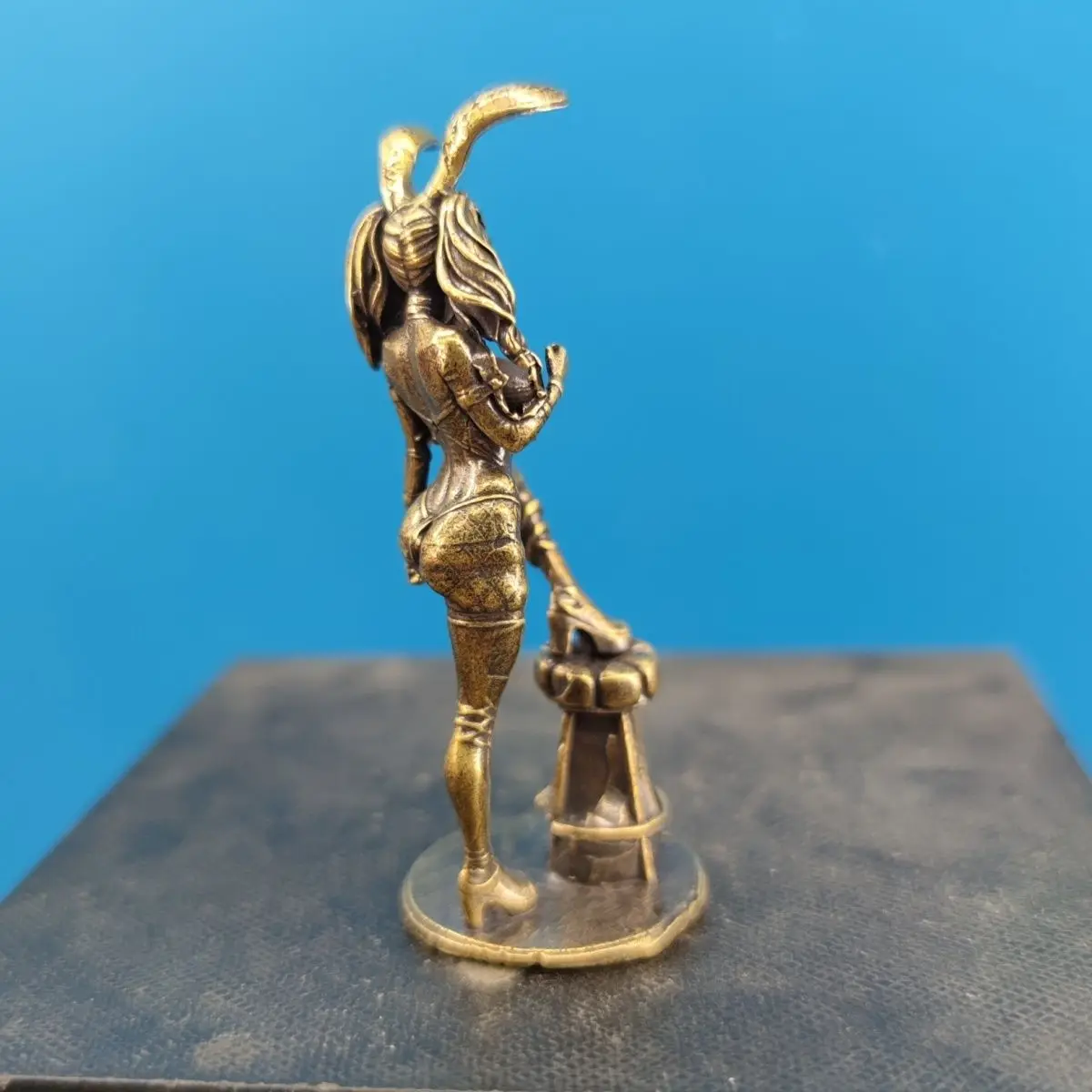 Brass Adorable Kneeling Bunny Maiden Figurine - Mini Decorative Collectible Home Shelf Desk Ornament Unique Design Home Accent​