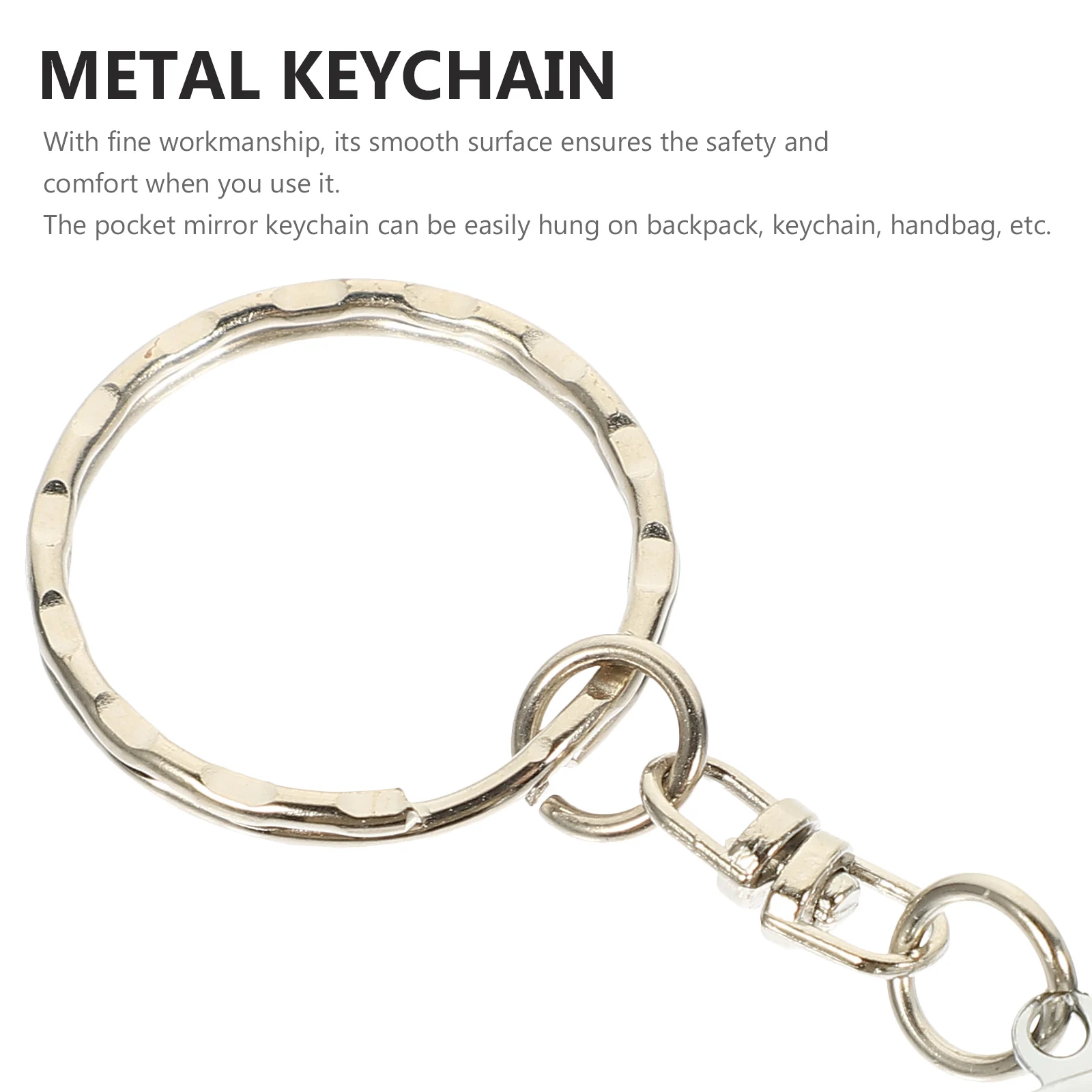 8 Pcs Vanity Mirror Makeup Keychain Pocket Miniature Folding Small Compact Silver Travel