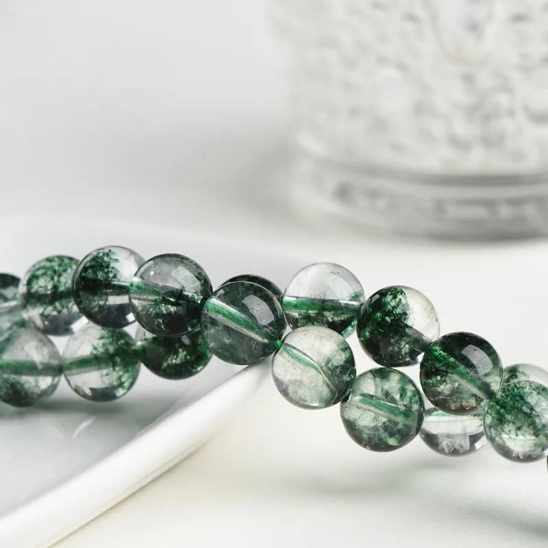 Crackle Crystal Green Phantom Quartz Beads,6 8 10 12 14mm Natural Stone Beads For Jewelry Making Diy Bracelet Necklace
