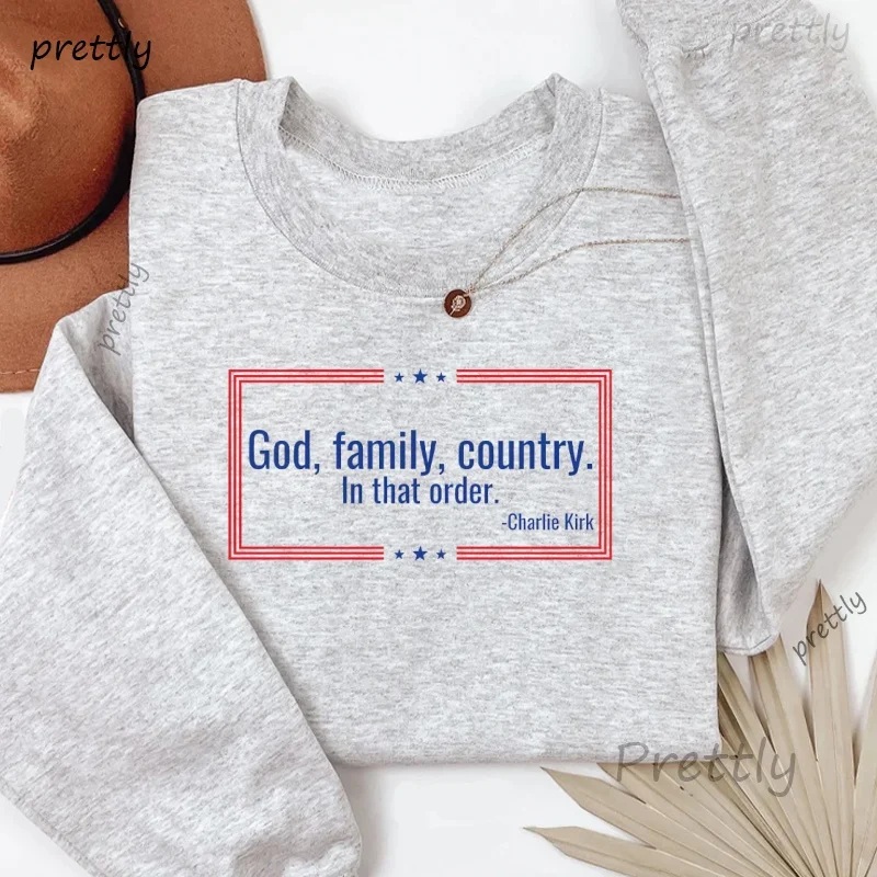 Sudaderas con capucha de Charlie Kirk, sudadera de país familiar de Dios, jersey de manga larga, sudaderas de derechos humanos, ropa de calle, sudaderas con capucha Y2k, Tops