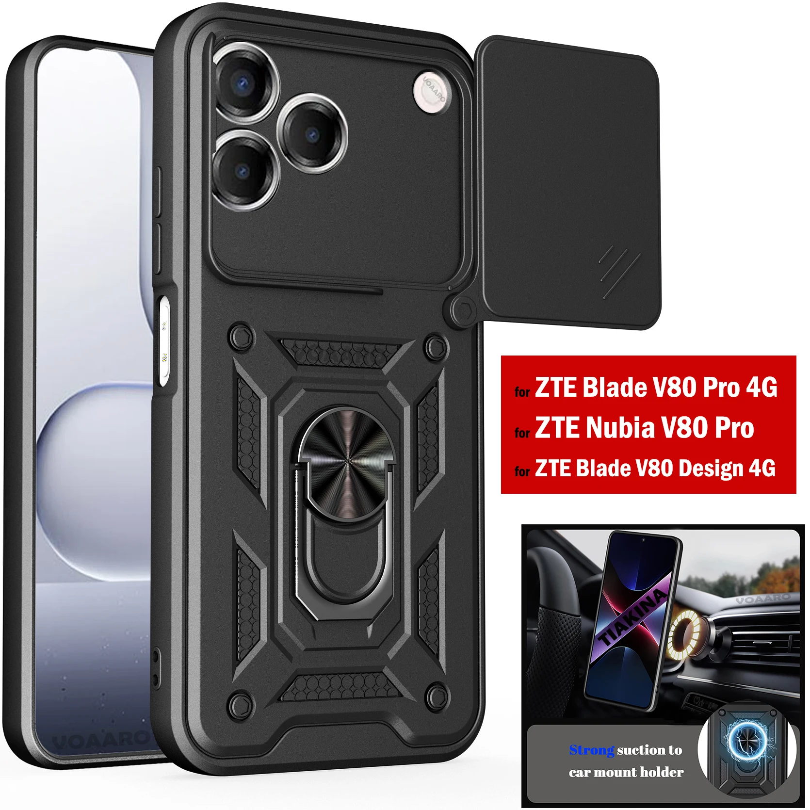 

Rotate Slide Lens Funda for ZTE Blade V80 Pro 4G Case for ZTE nubia V80 Pro Blade V80 Design 4G Armor Case Magnetic Ring Cover
