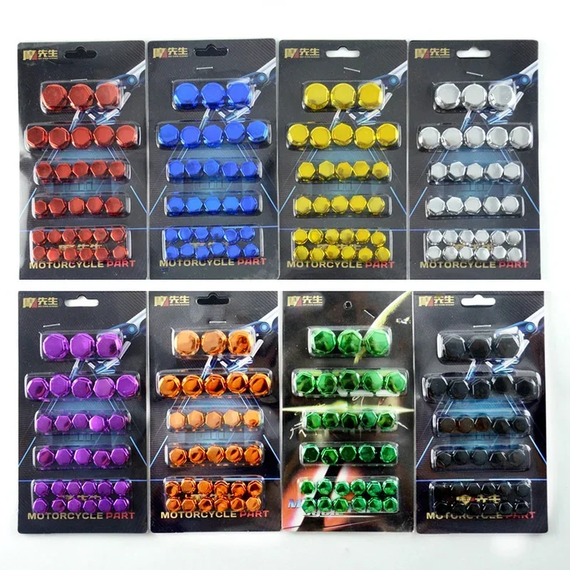 30pcs Motorcycle Screw Decoration Cover Plating Cap Colored Nut Cover Motorcycle Accessories for Car Motor Scooters Electric