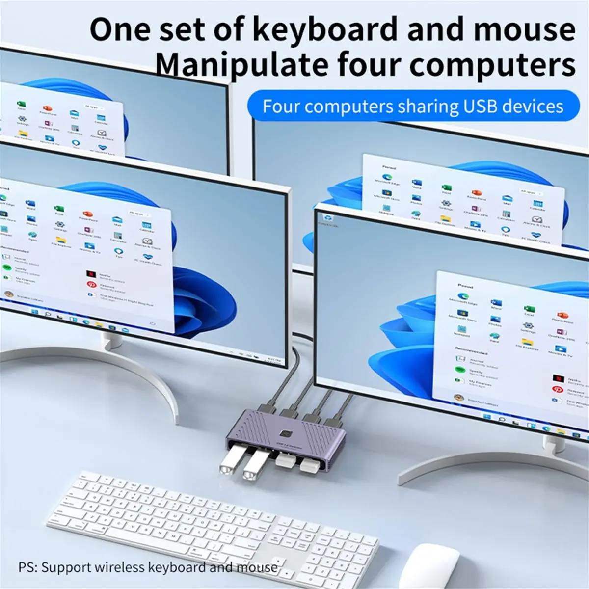 USB3.0 Switch Adapter 4 in 4 Out USB Switcher on PC Laptop for Printer Keyboard Mouse U Disk Sharer Controller