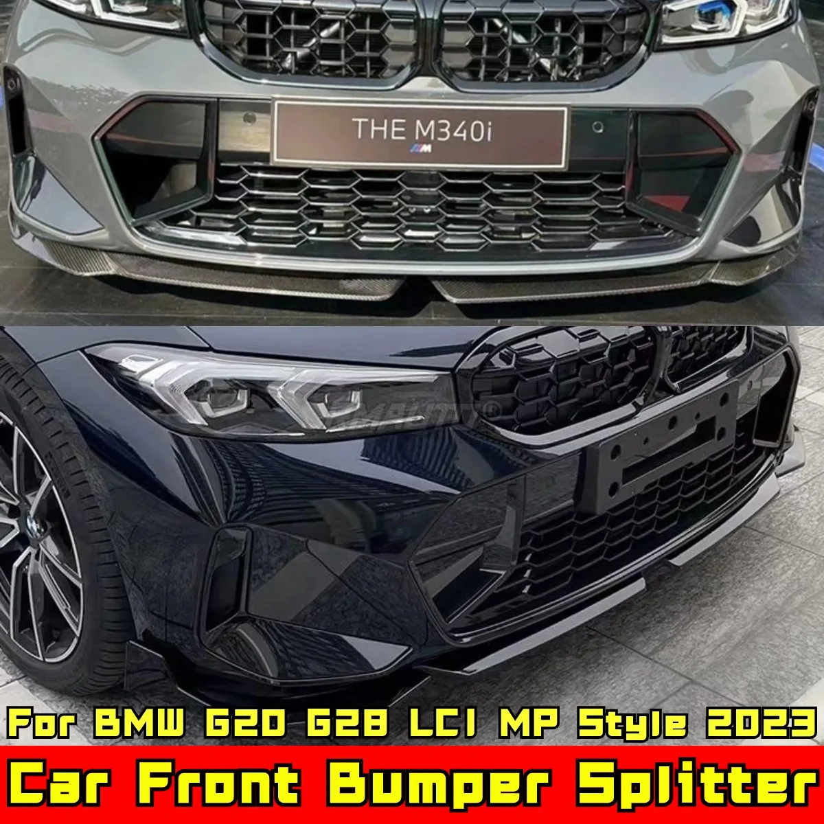 G20 G28 LCI Bumper Diffuser Glossy Black MP Style Front Bumper Protector Body Kit For BMW G20 G28 LCI 2023 Car Accessories