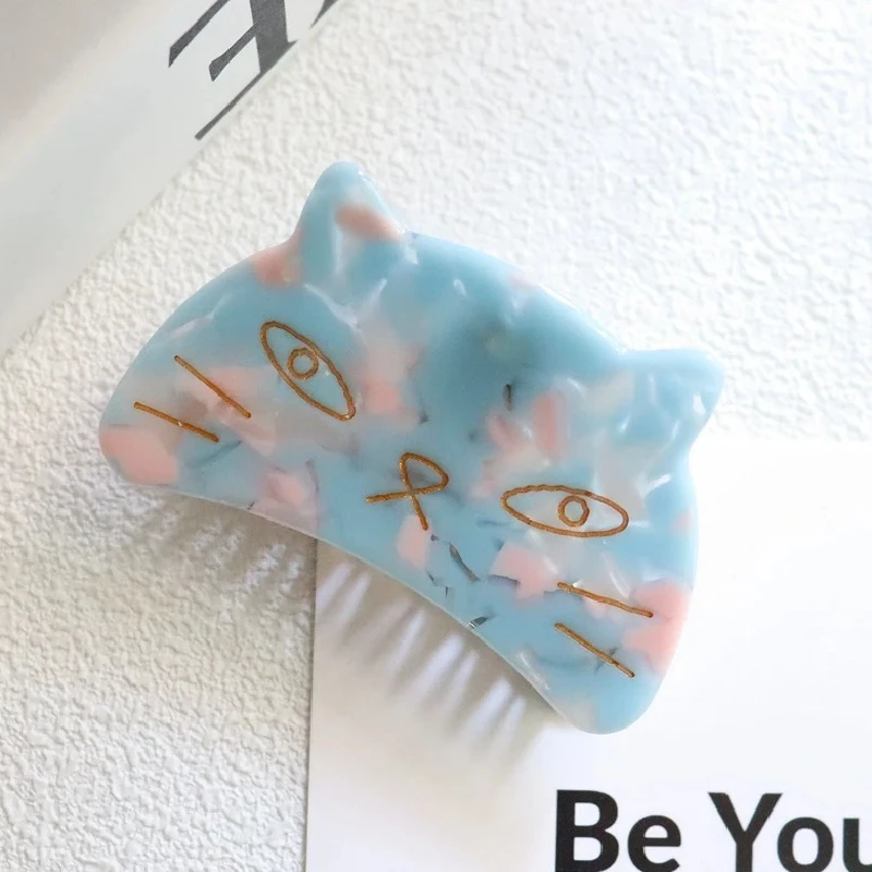 1 Pcs Classic Retro Style Geometric Cat Head Shape Acetic Acid Spray Oil Ladies Hair Clip