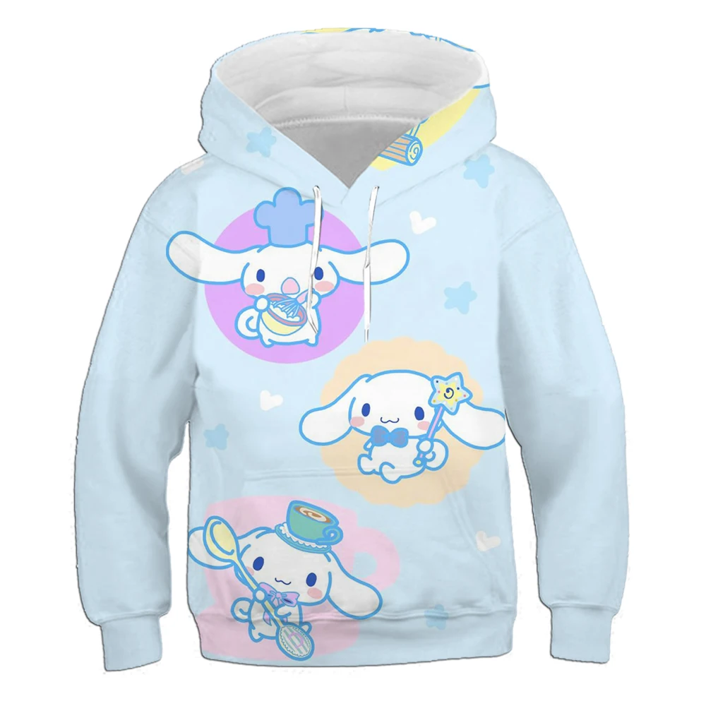 Cinnamoroll print cute girls outdoor fitness running sportswear sciolto confortevole semplice felpa con cappuccio caldo manica lunga