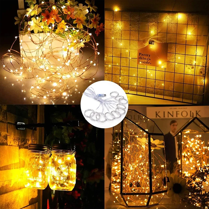 Impermeável LED String Lights, Luz de Cortina, Decoração de Quarto, Natal Luz Ambiente, Controlo Remoto USB, 3x3 m