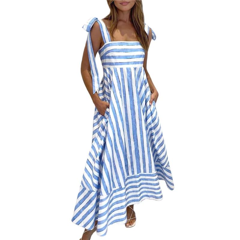 ABRT-Mulher verão floral sem mangas maxi vestido casual alça espaguete em camadas flowy praia vestido longo