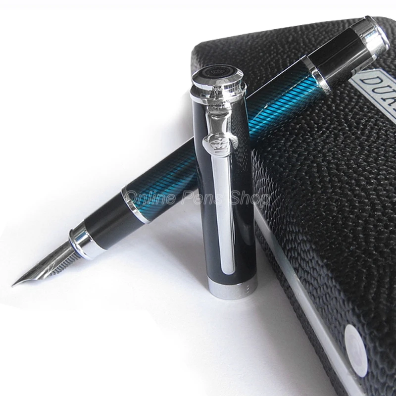 duke carbon fiber fountain pen nib m business writing pen classico verde e prata gfp011 05 milimetros 01