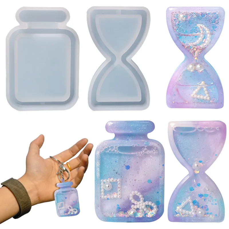 

DIY Hourglass Drifting Sand Bottle Crystal Epoxy Silicone Mold Keychain Pendant Jewelry Mirror Resin Silicone Molds