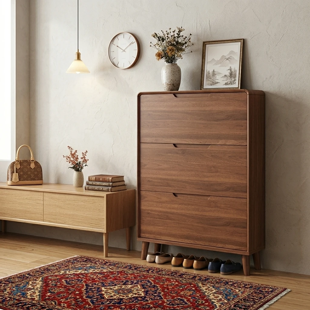 Sleek Minimalist Lift Lid Shoe Cabinet Wall Mounted Entryway Storage ...