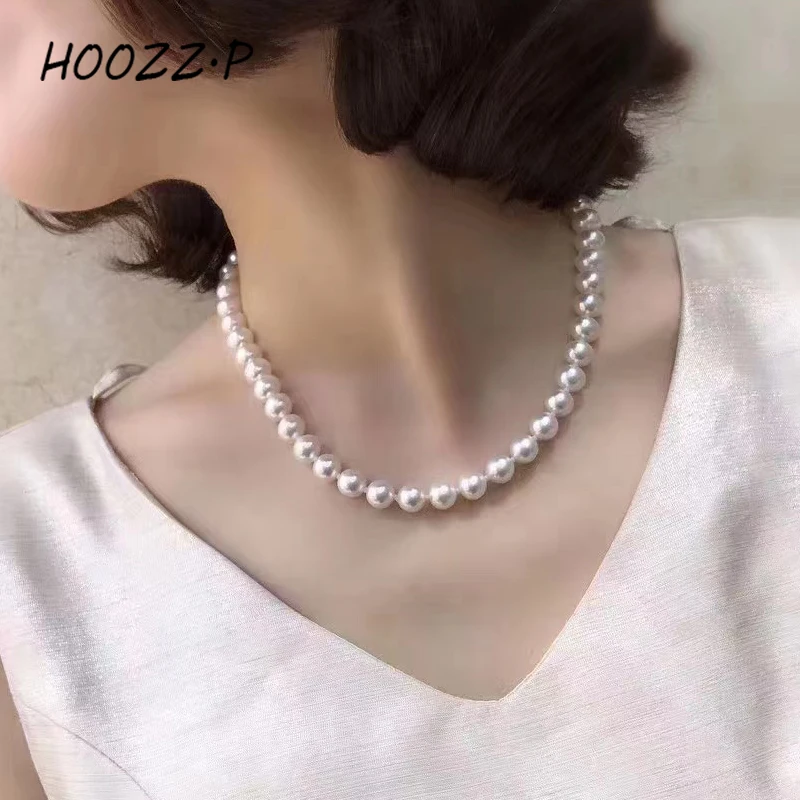 Fine Pearl Necklaces,White Japanese Akoya Cultured,AAA Quality High Luster,6.5-7mm Size Bred in Sea Water,Luxury For Women Gift