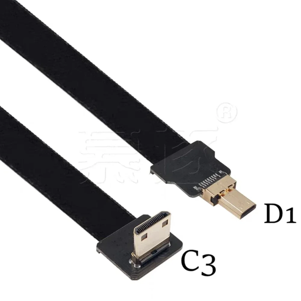 Micro caméra de ligne haute définition HDMI, 5cm-1m, coude, photographie aérienne FPV FPC, câble de capture vidéo, tête mini 600 plaquée or