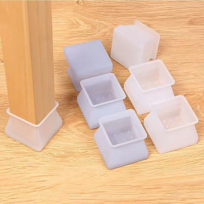 8pcs Furniture Protector Silicone Protection Cover Square For Chair Leg Floor Protector Silent Anti-Skid Chair Protector