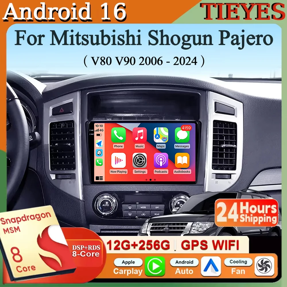 

Android 16 Carplay&Auto Car Radio Navigation Multimedia Stereo Player QLED GPS For Mitsubishi Shogun Pajero 4 V80 V90 2006 - 202