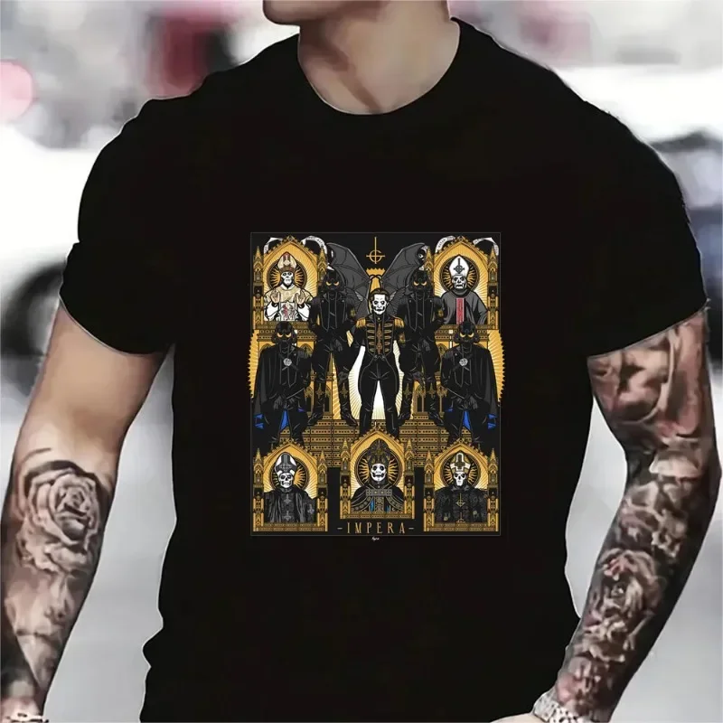 Unisex Fashion Streetwear Hipster Ropa Hombre 2024 New Ghost of Tsushima As Heavy Metal Band Music Parody Black T-Shirt image 3