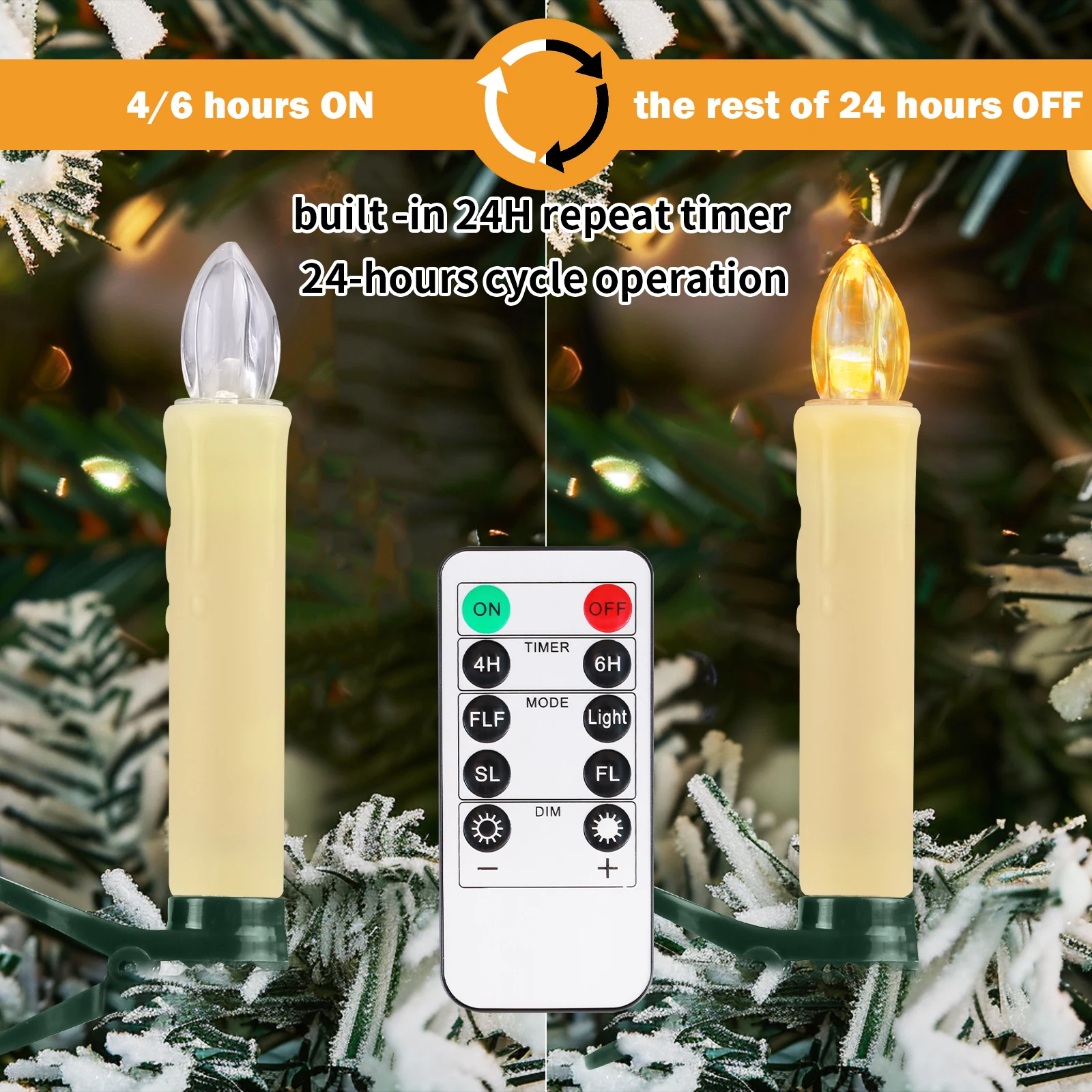 Set of 10/40pc Battery Powered Remote Control LED Christmas Tree Taper Candle w/ Controller&Clip Xmas/Wedding/Party Tree Decor
