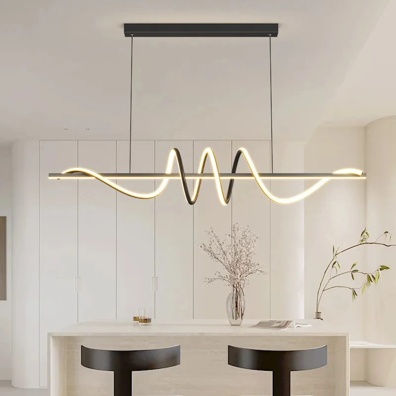 Modern Dining Table Pendant Lights Minimalist Dining Room Chandelier Home Lighting Living Room Decoration Bar Linear Wavy Lamp image 2