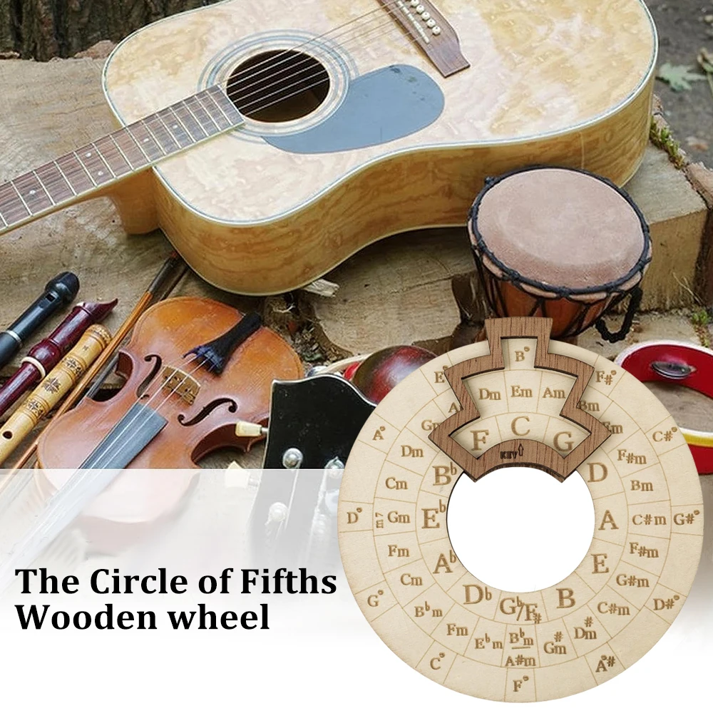 Herramienta de melodía de rueda de madera Circle of Qufths: rueda de acordes para músicos y canciones, ideal para principiantes y profesionales