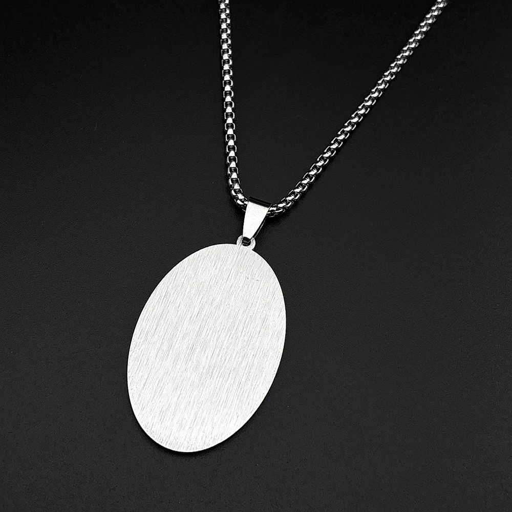 Islamic Muslim Arabic Ayatul Kursi Quran Verse Oval Medal Pendant Necklace Stainless Steel Gold Plated Amulet Chain Jewelry