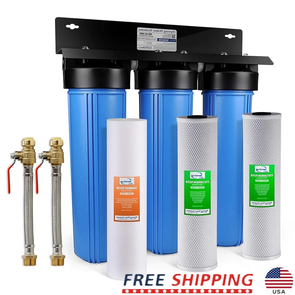 3-stopniowy system filtracji wody do całego domu Usuwanie chloru Filtr do osadów Łatwa instalacja Wytrzymałe węże ze stali nierdzewnej 100K