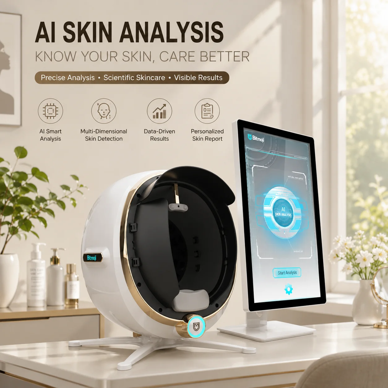 AI Skin Analyzer Facial Skin Analysis Machine Professional Skin Detection Device Scalp Analysis Camera PLus