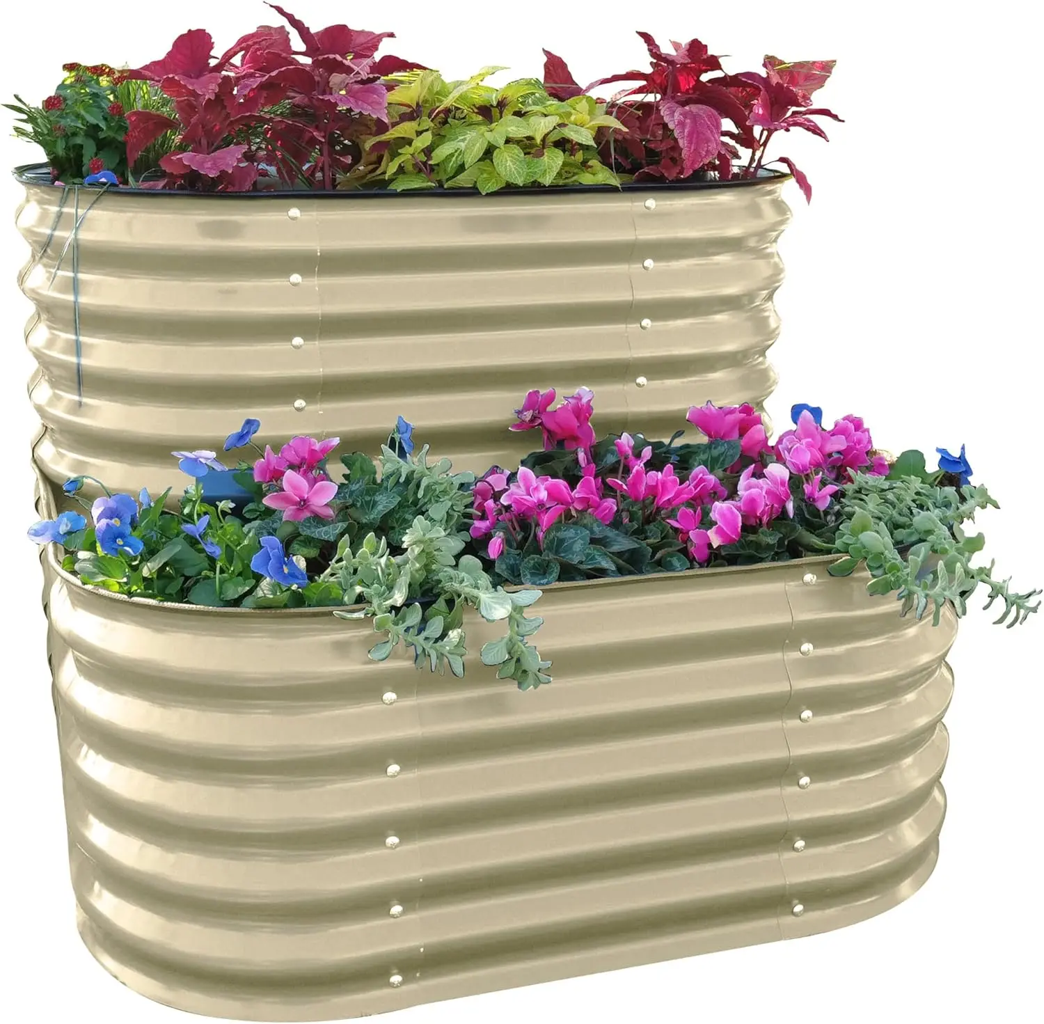 

Vego garden Cascading Raised Garden Planter Box Outdoor Metal Galvanized Gardening Bed for Vegetables Herb & Flower, Pea