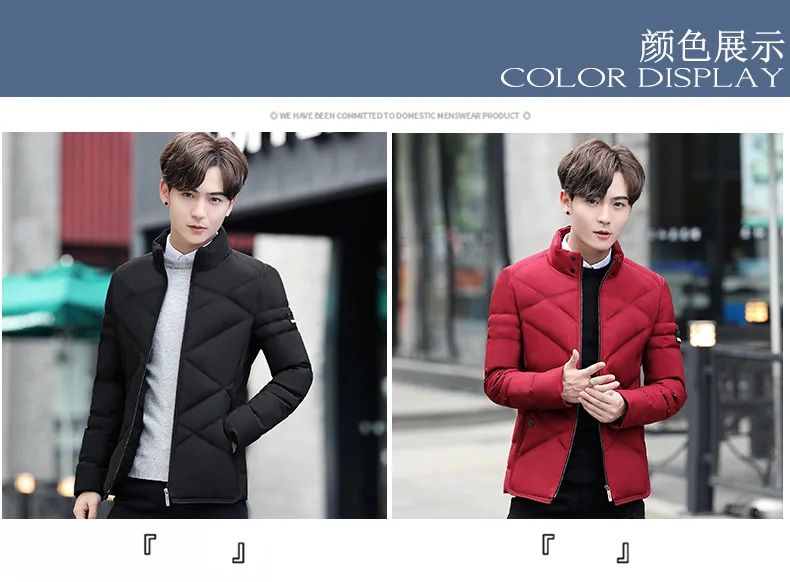 Autumn Winter Jacket Men Thicken Warm Cotton-padded Mens Jackets Slim Fit Stand Collar Youth Winter Jackets and Coats For Me