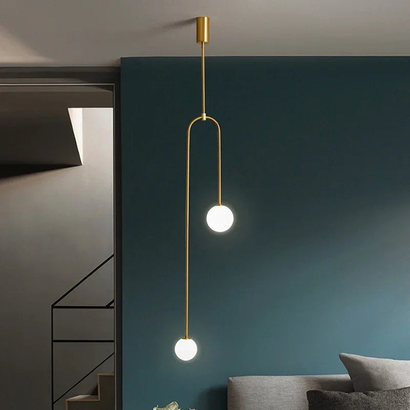 Modern Glass Ball Pendant Light Led Bedside Hanging Lighting Nordic Golden Luxury Hallway Living Room Bedroom Indoor Decor Lamp