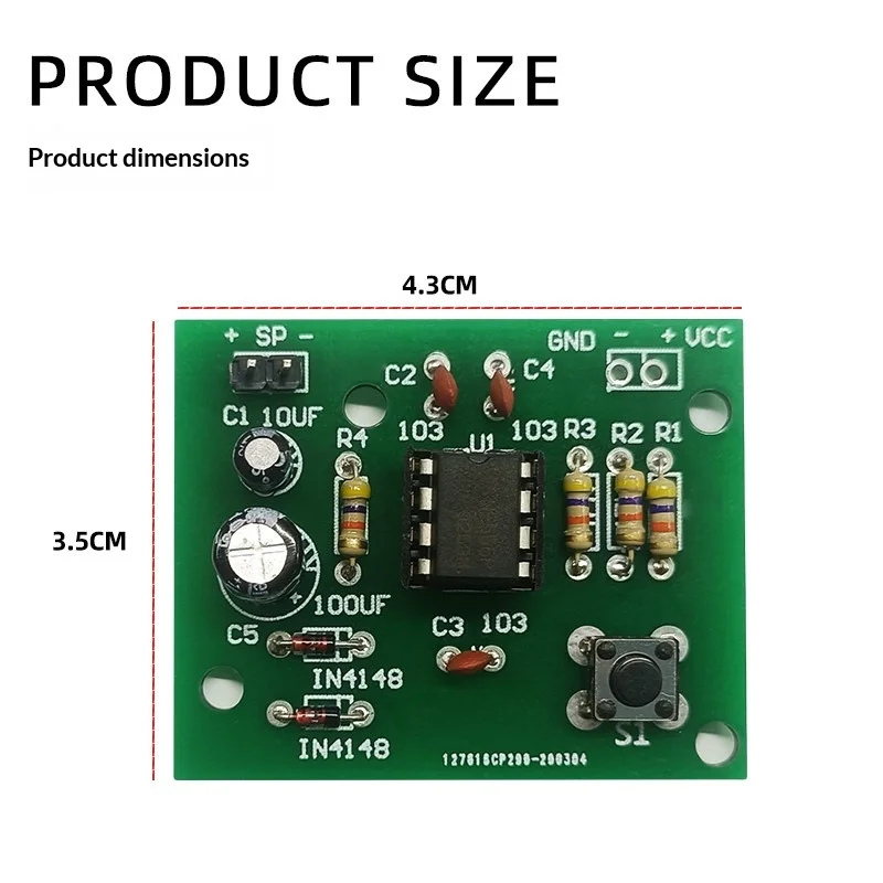 NE555 Ding Dong Doorbell Kit, Digital Music Doorbell Circuit Welding Practice Electronic DIY Production Parts