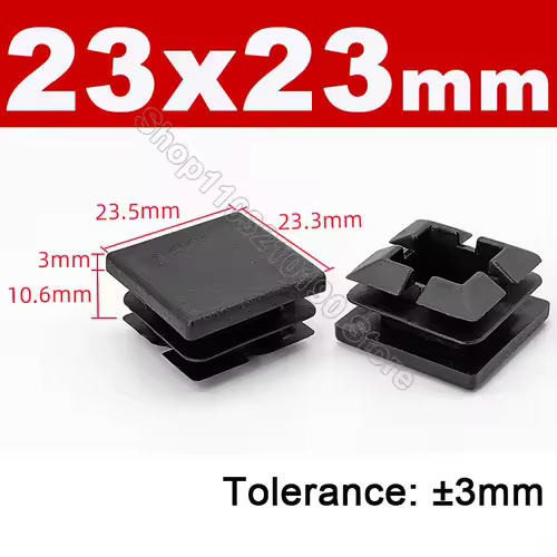 Black Square Pipe Tube Cap Plastic Tubing End Cover Glide Insert Blanking End Plugs Bung 10/13/15/16/18/19/20//22/23/25/28-200mm - Image 9