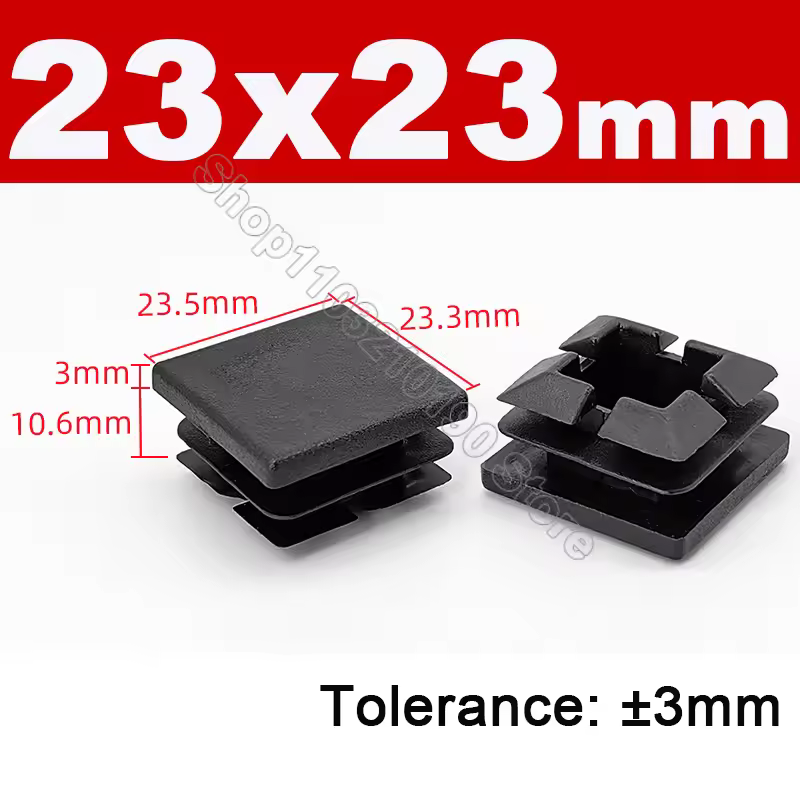 Black Square Pipe Tube Cap Plastic Tubing End Cover Glide Insert Blanking End Plugs Bung 10/13/15/16/18/19/20//22/23/25/28-200mm - Image 9