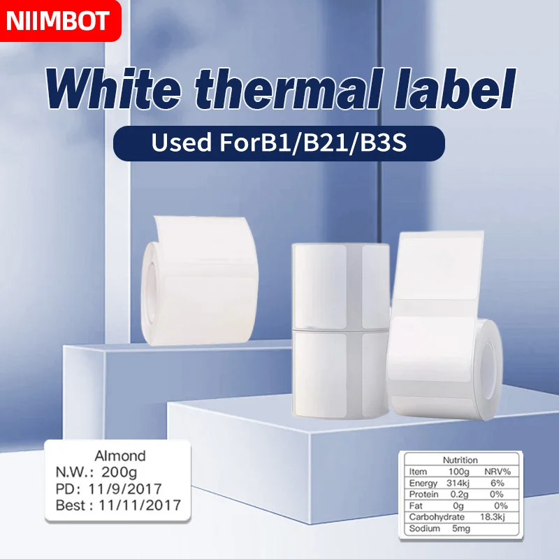 NIIMBOT B1 B21 B3S label paper clothing price label waterproof and oil resistant thermal label sticker date classification label