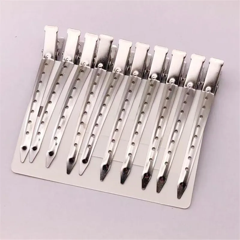 

Заколка для волос типа «утиный клюв», металлическая, нержавеющая, с отверстиями, подходит для разделения прядей.