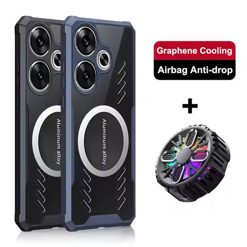 For Poco F6 F5 Pro F3 F4 GT Graphene Cooling Heat Dissipation Magnet Phone Case Airbag Anti-drop Soft HD Transparent Cover Cases